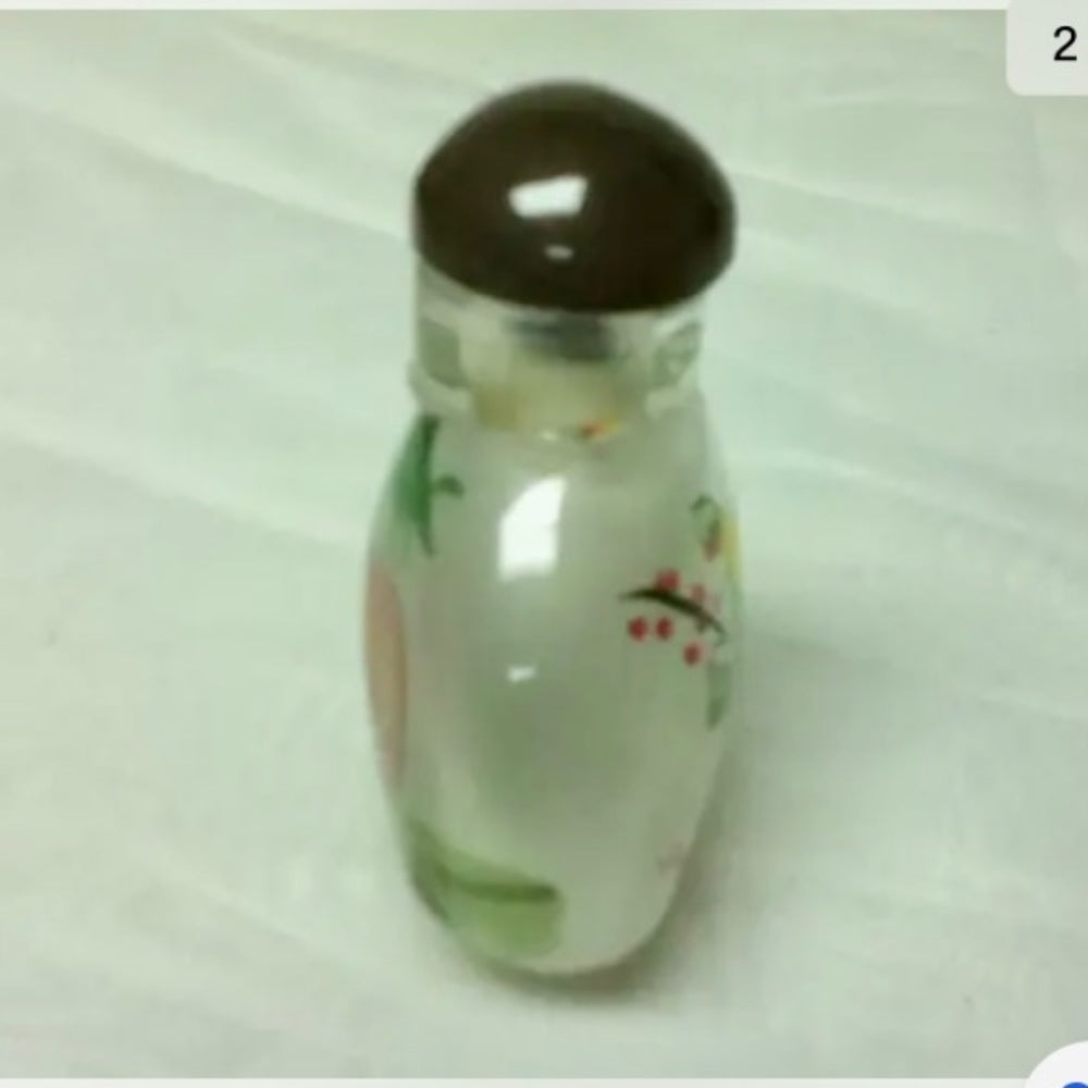 Vintage, 2pc Reverse Painted Snuff Bottle 2.5in x 1.5in