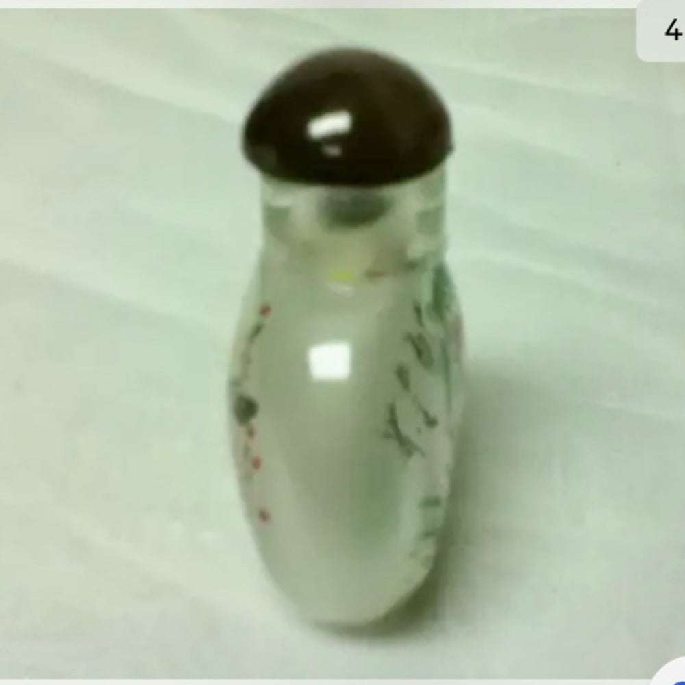 Vintage, 2pc Reverse Painted Snuff Bottle 2.5in x 1.5in