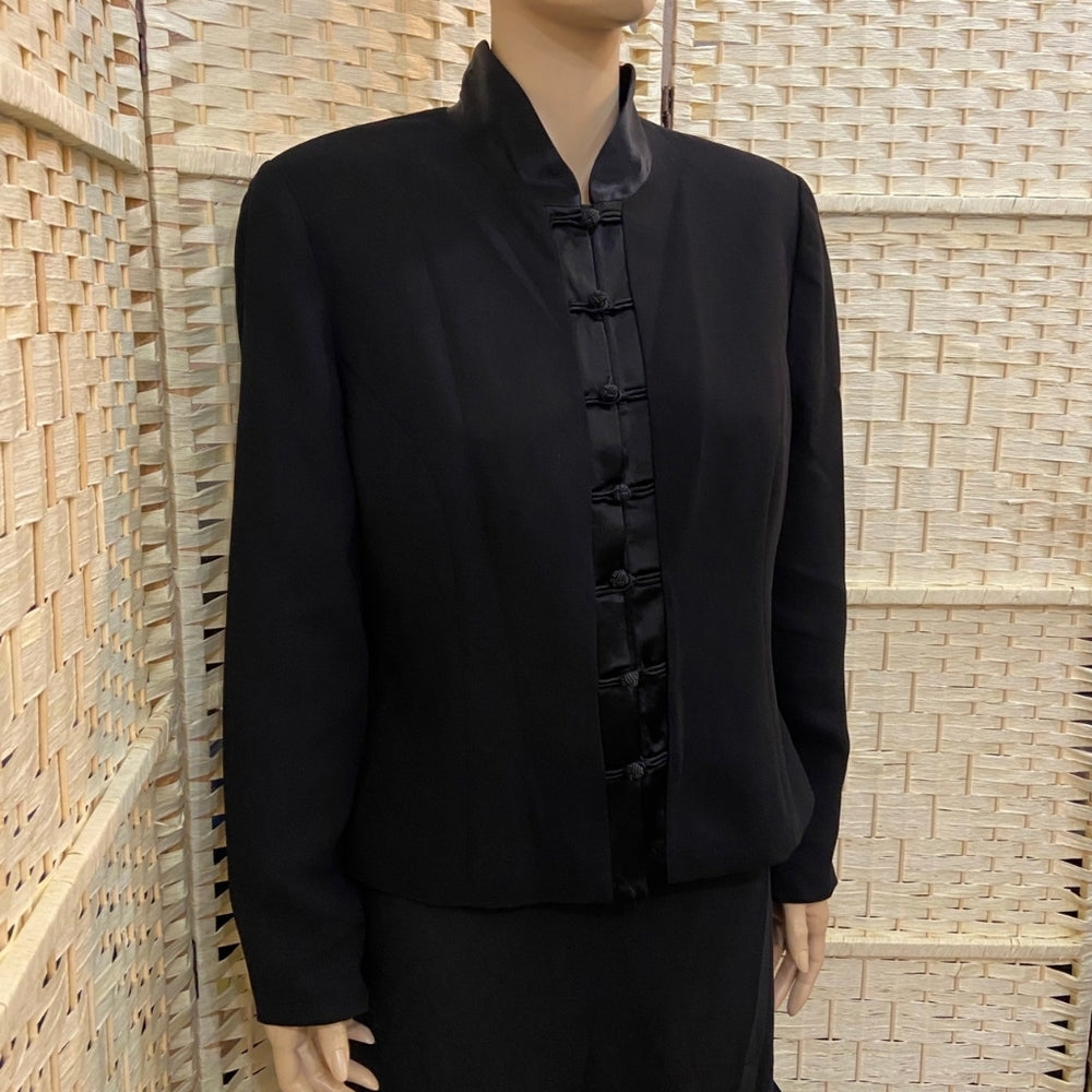 Jones New York Dress, Black Chinese Style Coat - Size 14