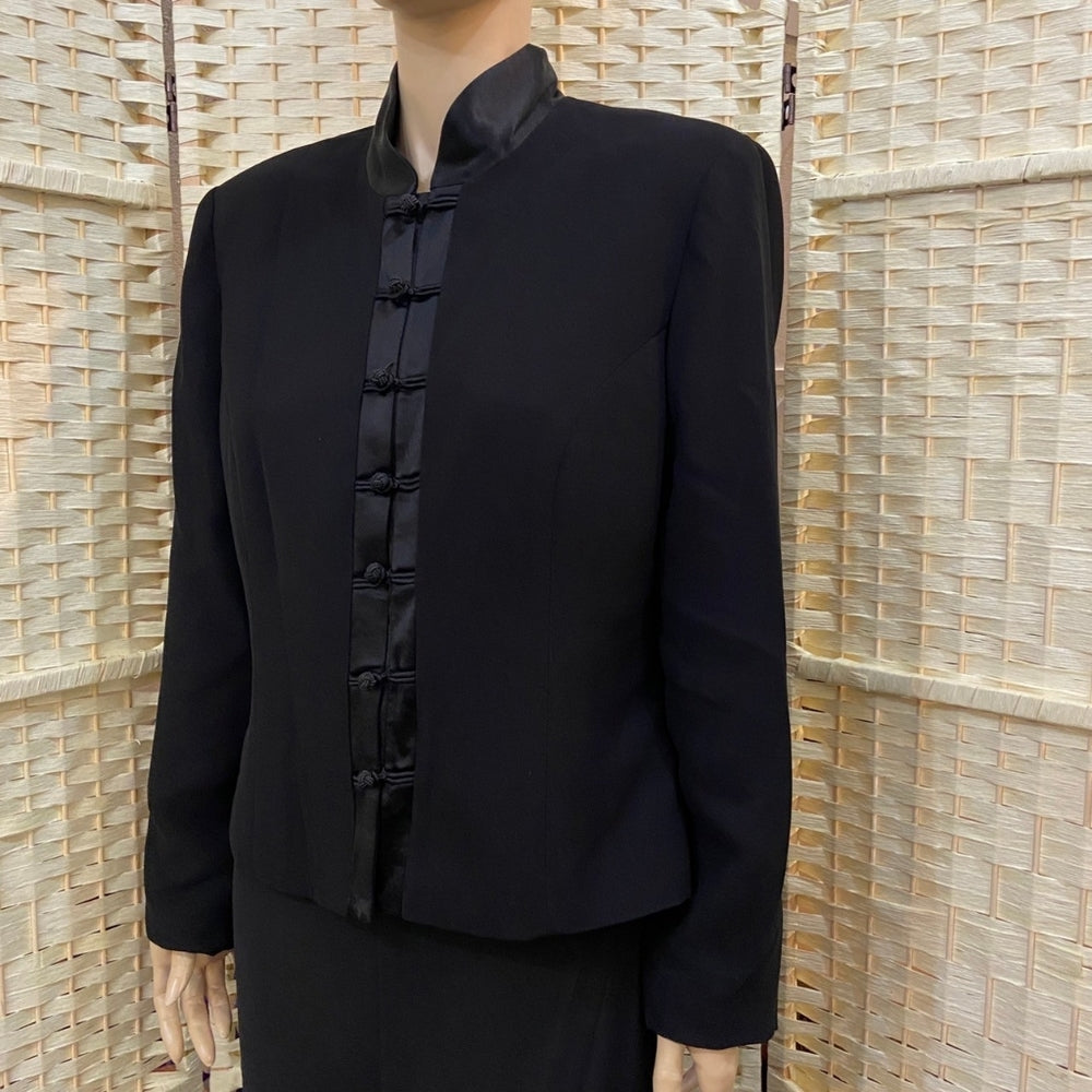 Jones New York Dress, Black Chinese Style Coat - Size 14