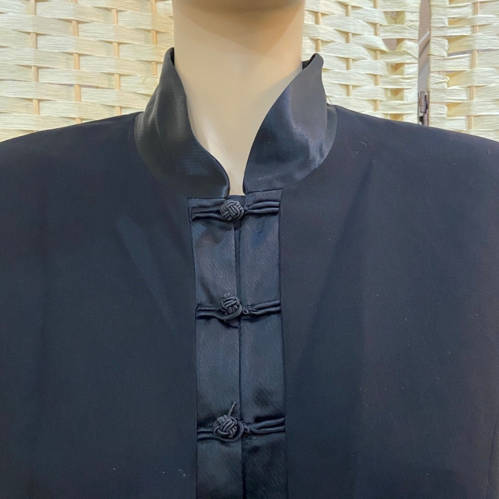 Jones New York Dress, Black Chinese Style Coat - Size 14