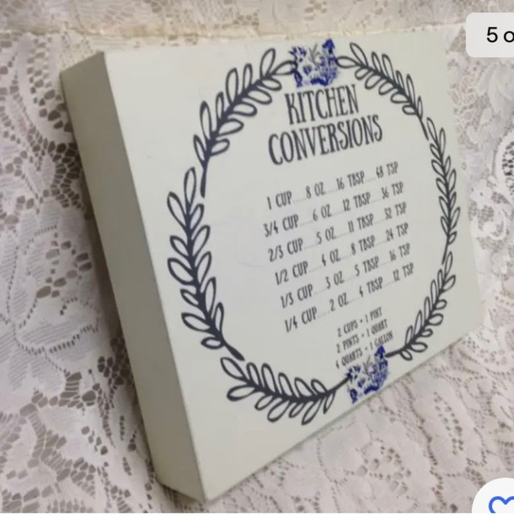 Blue Willow, "Kitchen Conversion" Wall Hanging Sign 10in x 8in x 2in