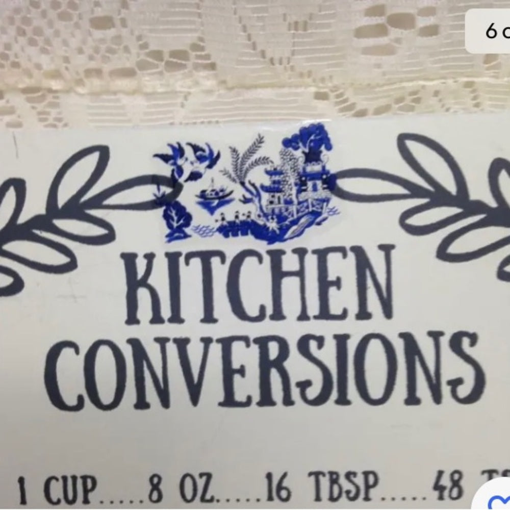 Blue Willow, "Kitchen Conversion" Wall Hanging Sign 10in x 8in x 2in