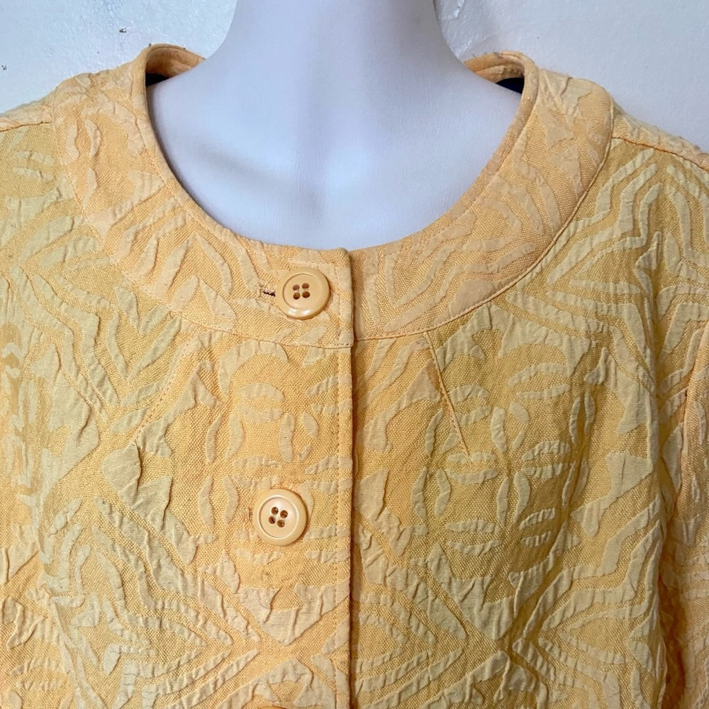 Cold Water Creek Yellow Wave Texture Jacket Size 12