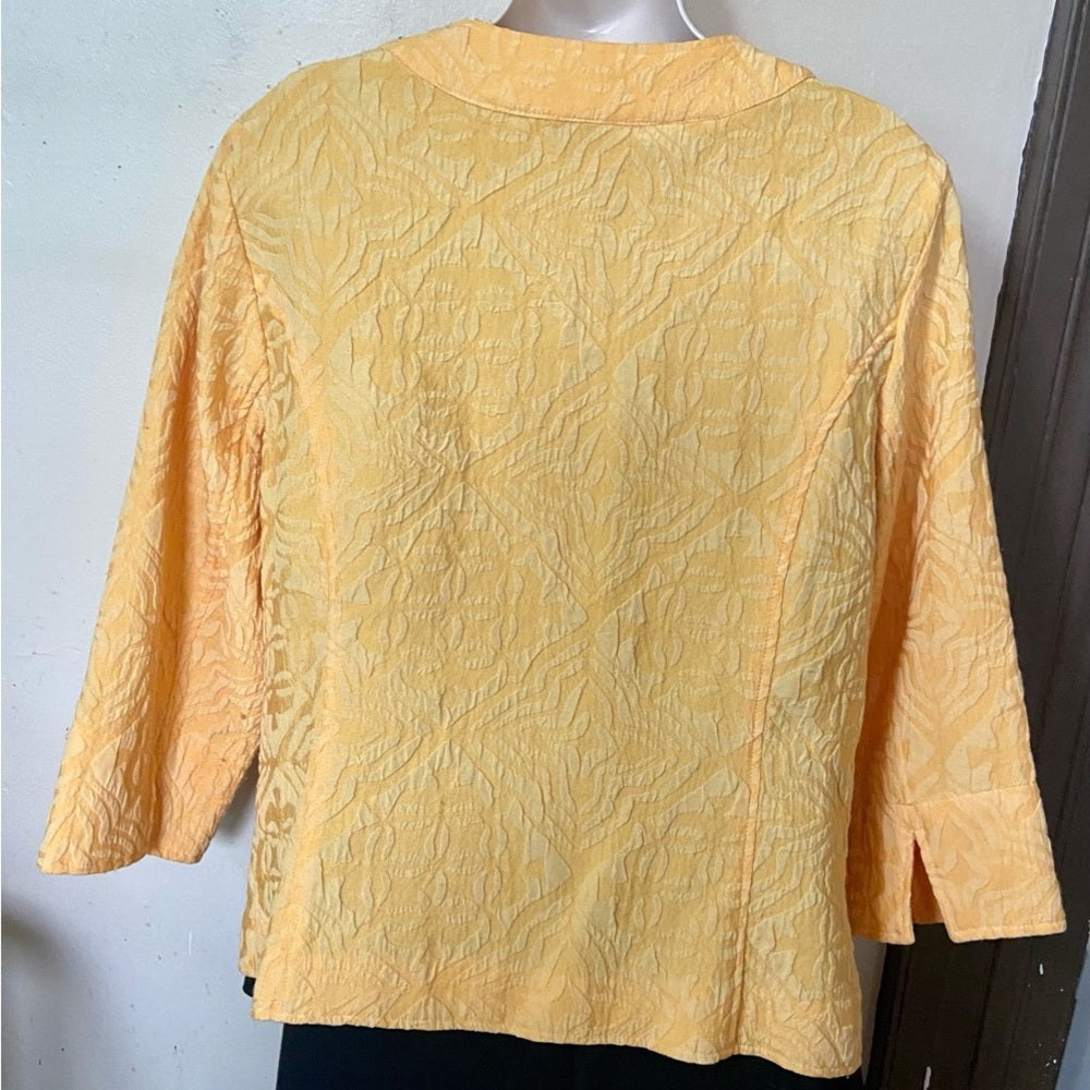 Cold Water Creek Yellow Wave Texture Jacket Size 12