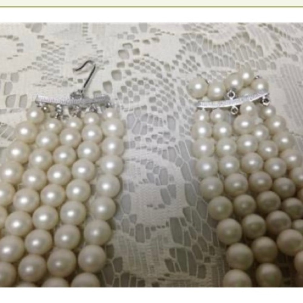 Vintage, 5 Layers, Graduated Faux Pearls, 17in Choker- Necklace
