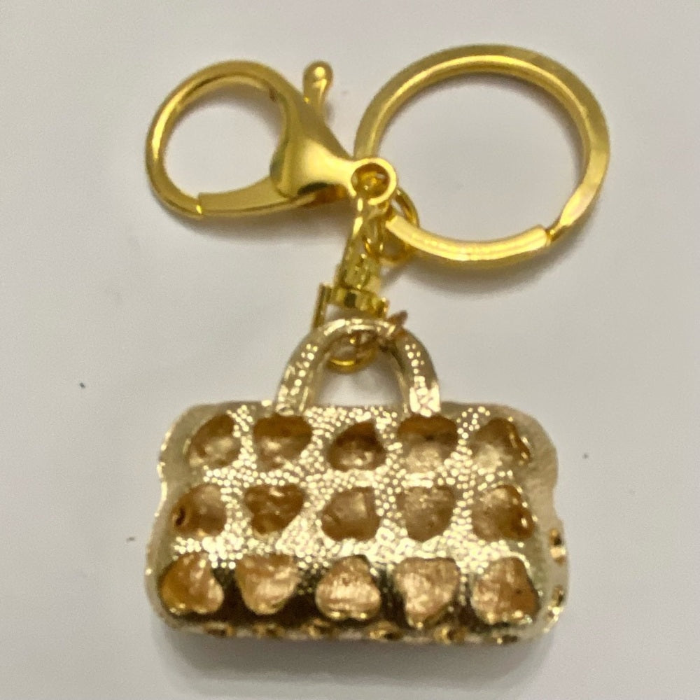 2- Way Red Enamel Rhinestone Handbag Charm- Key chain