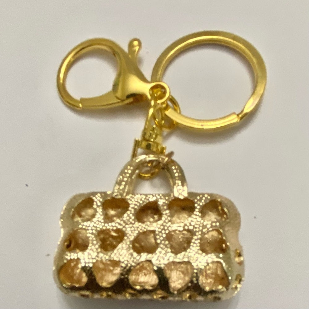 2- Way Red Enamel Rhinestone Handbag Charm- Key chain