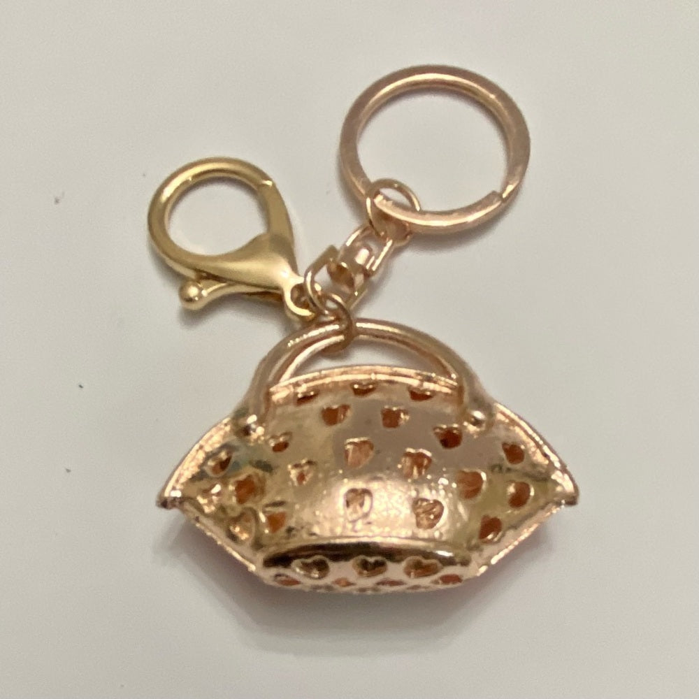 2-Way Red-White Enamel on Metal Handbag Charm- Key Chain