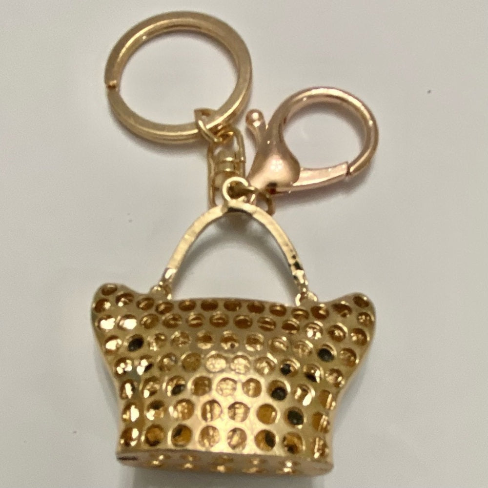 Black Enamel Rhinestone Handbag Charm-Key Chain
