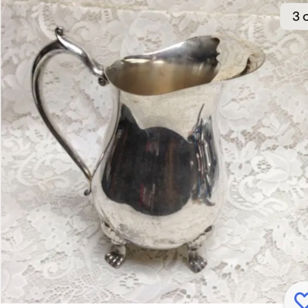 Vintage Leonard Silver Plated, Footed Pitcher with Ice Guard 9n x 8in