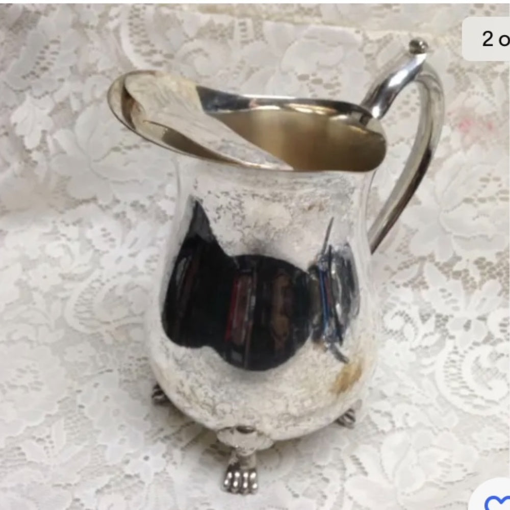 Vintage Leonard Silver Plated, Footed Pitcher with Ice Guard 9n x 8in