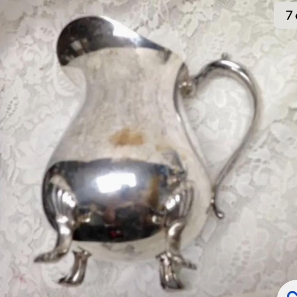Vintage Leonard Silver Plated, Footed Pitcher with Ice Guard 9n x 8in