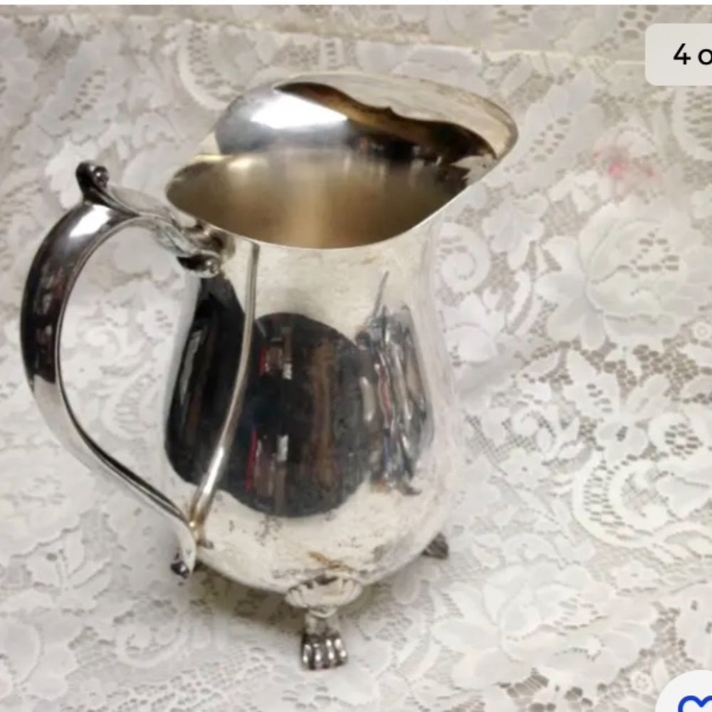 Vintage Leonard Silver Plated, Footed Pitcher with Ice Guard 9n x 8in