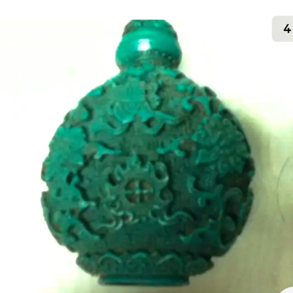 Vintage, 2pc Rounded Turquoise Snuff Bottle 3in x 2.5in x 1.5in