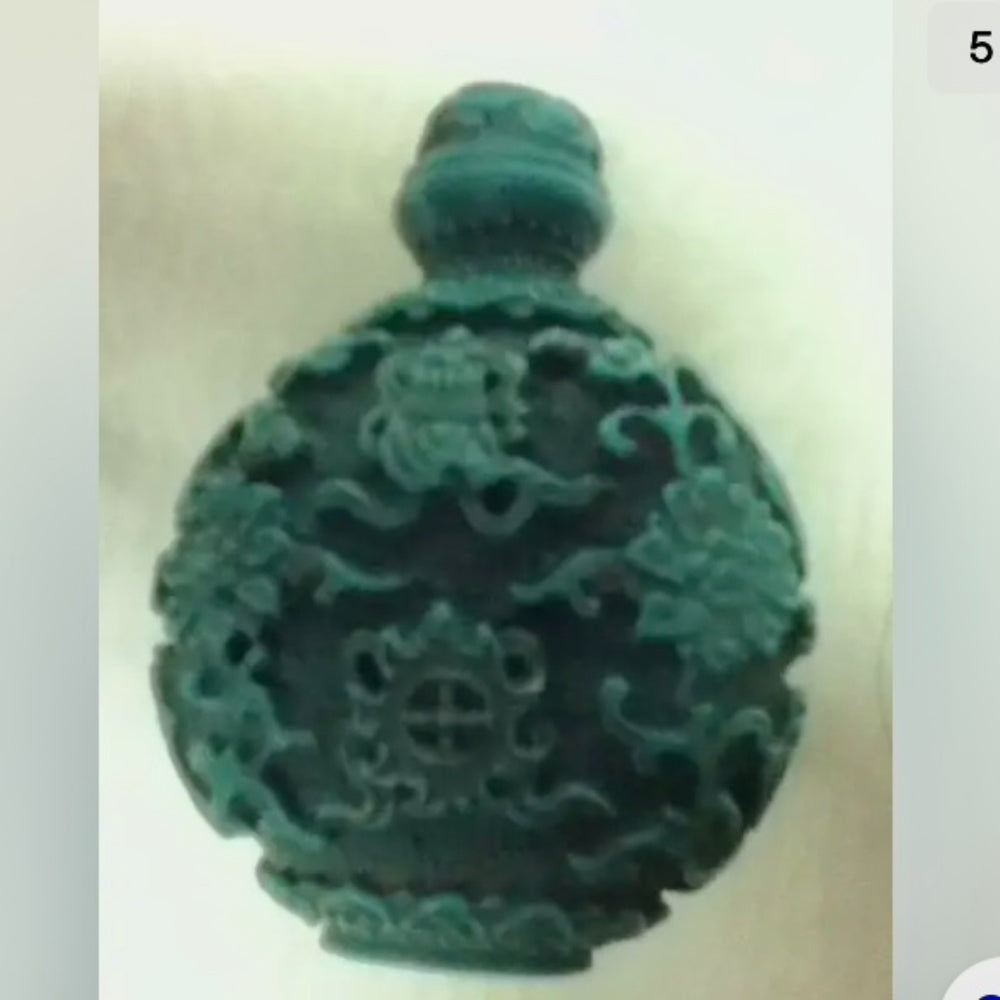 Vintage, 2pc Rounded Turquoise Snuff Bottle 3in x 2.5in x 1.5in