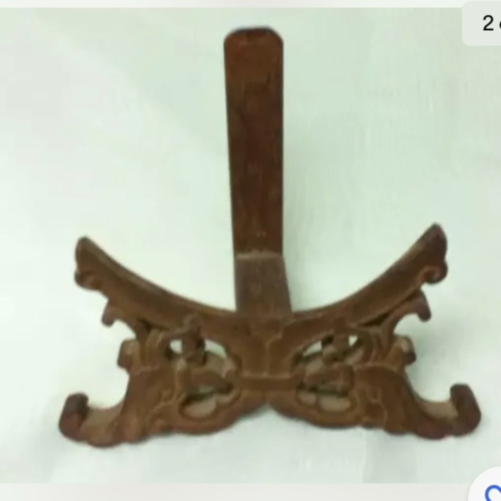 Antique, Elegant 4.25in Cloissone Plate with Inlay Carving and Stand