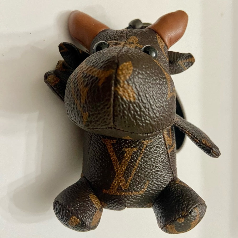 Stunning, Brown Faux Leather Cow Handbag Charm, Key Chain