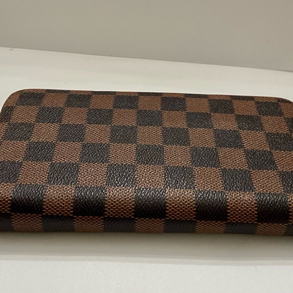 Brown and Tan Plaid Faux Leather Zippy Long Wallet 8in x 4in