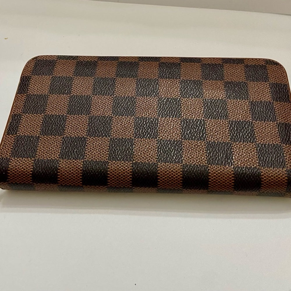 Brown and Tan Plaid Faux Leather Zippy Long Wallet 8in x 4in