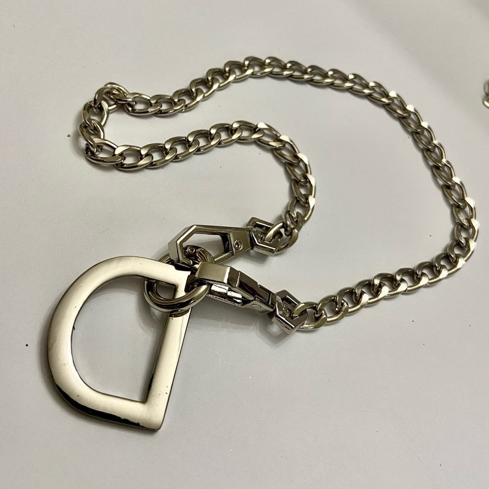 "D" Silver Tone Necklace