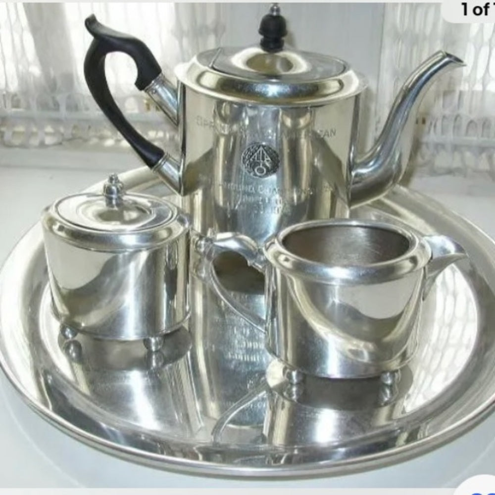 Vintage, Steiff Pewter 5-pc Presentation Coffee or Tea Service