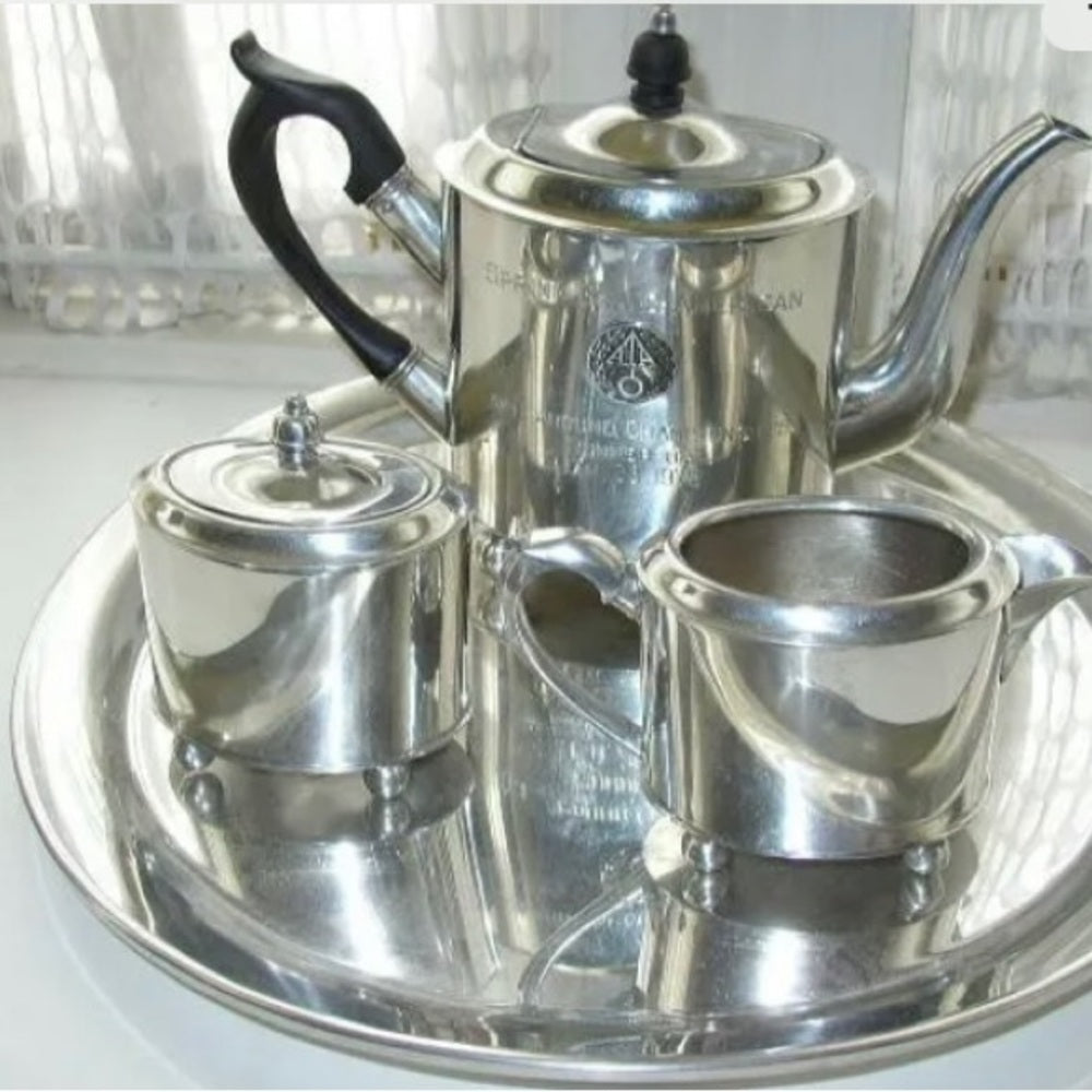 Vintage, Steiff Pewter 5-pc Presentation Coffee or Tea Service