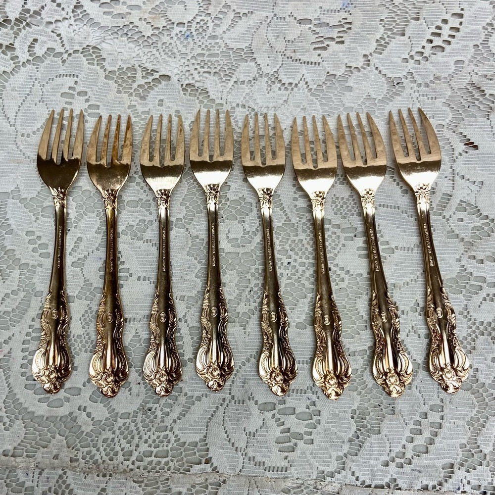 Vintage, IBW, Japan 42-pc Gold Plated Flatware Service for 8 with Box (2ZE-0723)
