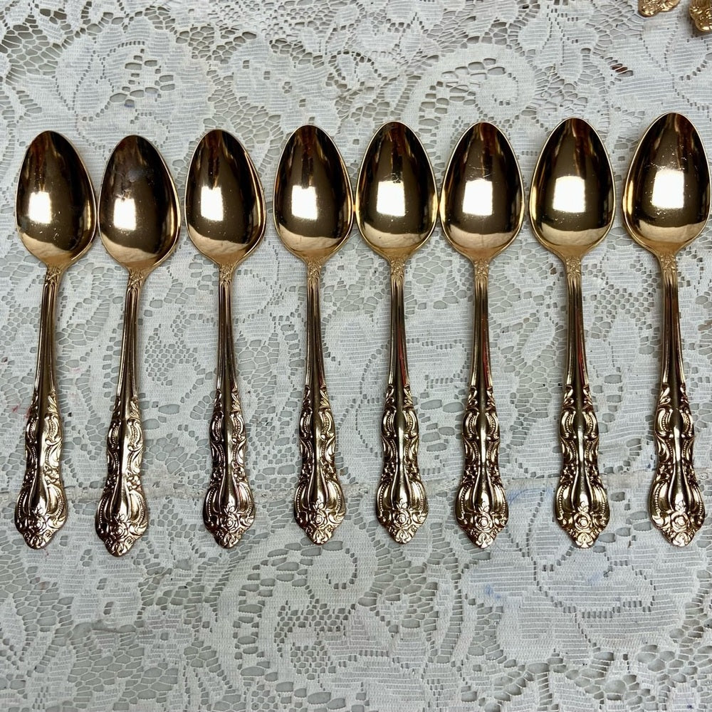 Vintage, IBW, Japan 42-pc Gold Plated Flatware Service for 8 with Box (2ZE-0723)