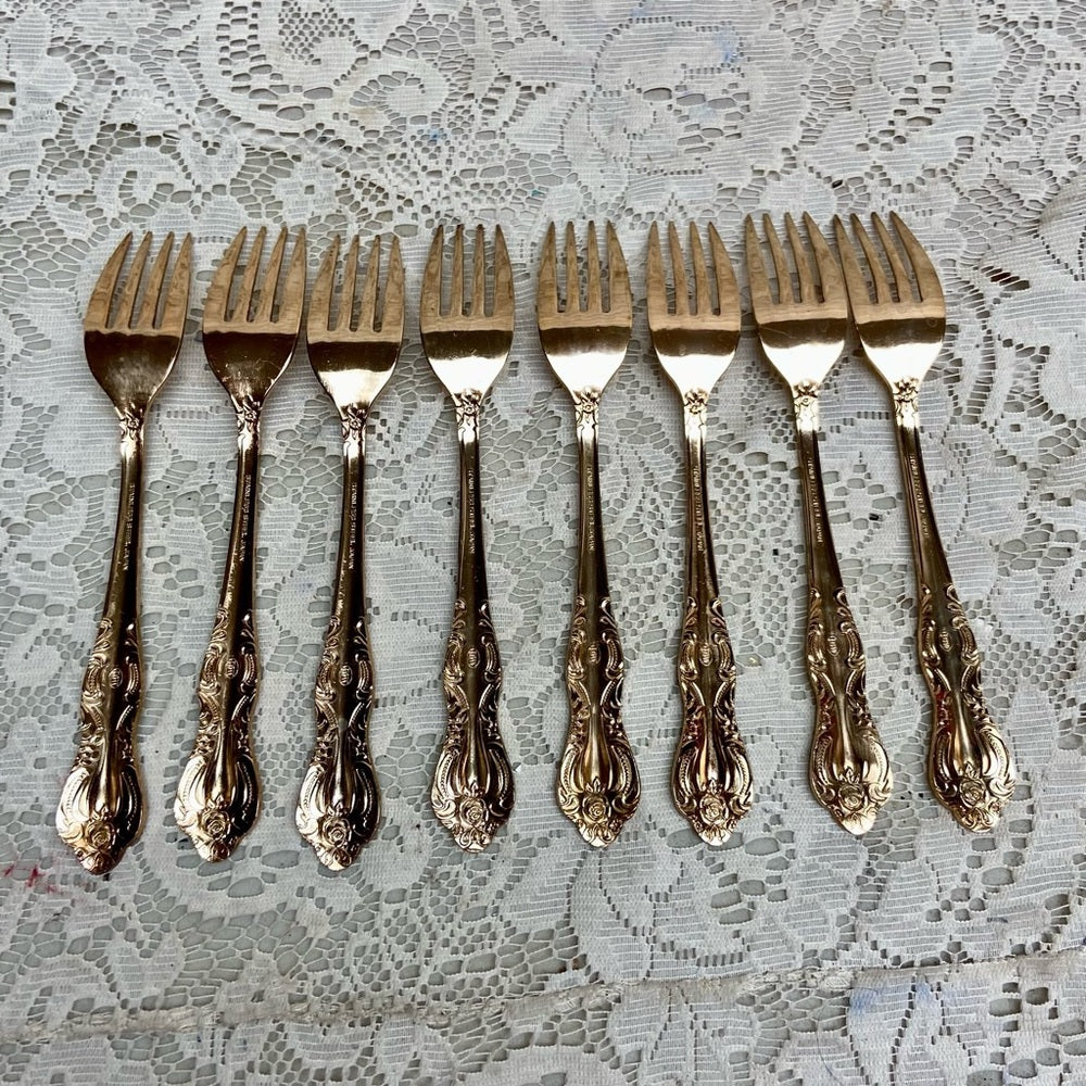 Vintage, IBW, Japan 42-pc Gold Plated Flatware Service for 8 with Box (2ZE-0723)