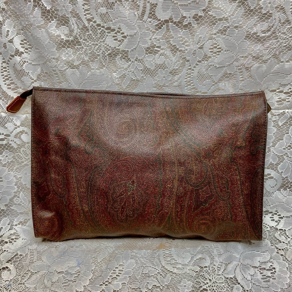 Vintage, Etro, Italy, Burgundy Paisley Pouch, Clutch , Crossbody
