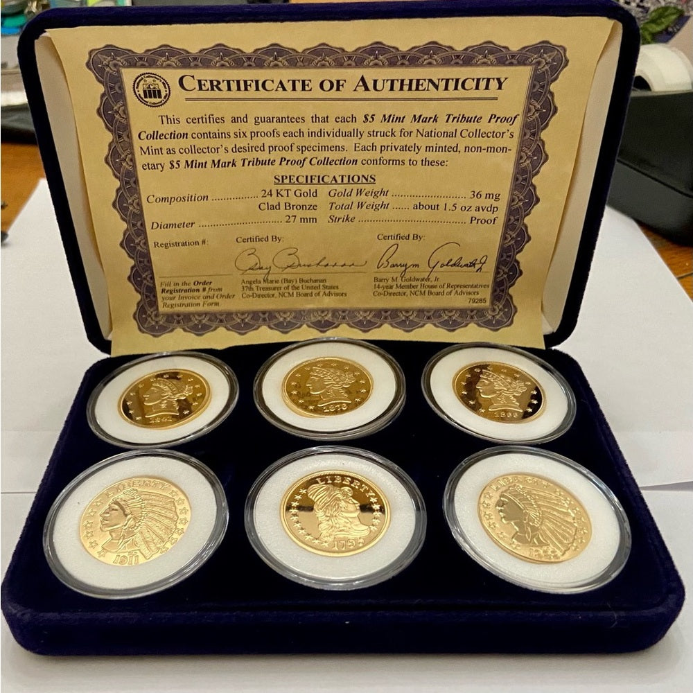 National Collectors Mint- $ 5.00 Tribute Proof Gold Plated Coin-1866