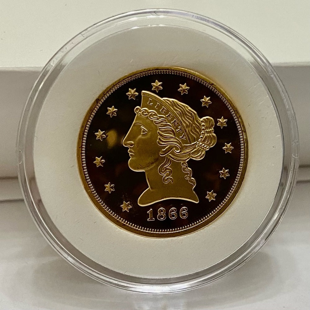 National Collectors Mint- $ 5.00 Tribute Proof Gold Plated Coin-1866