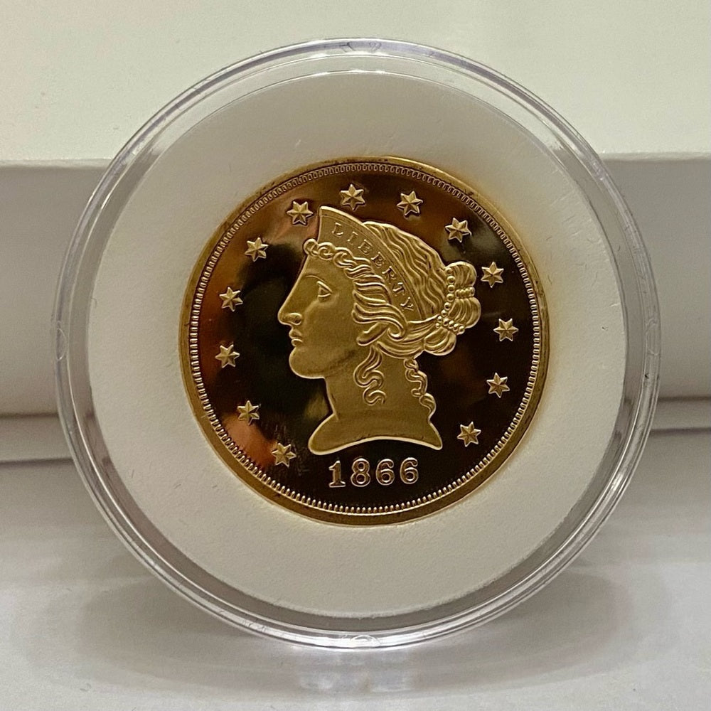 National Collectors Mint- $ 5.00 Tribute Proof Gold Plated Coin-1866