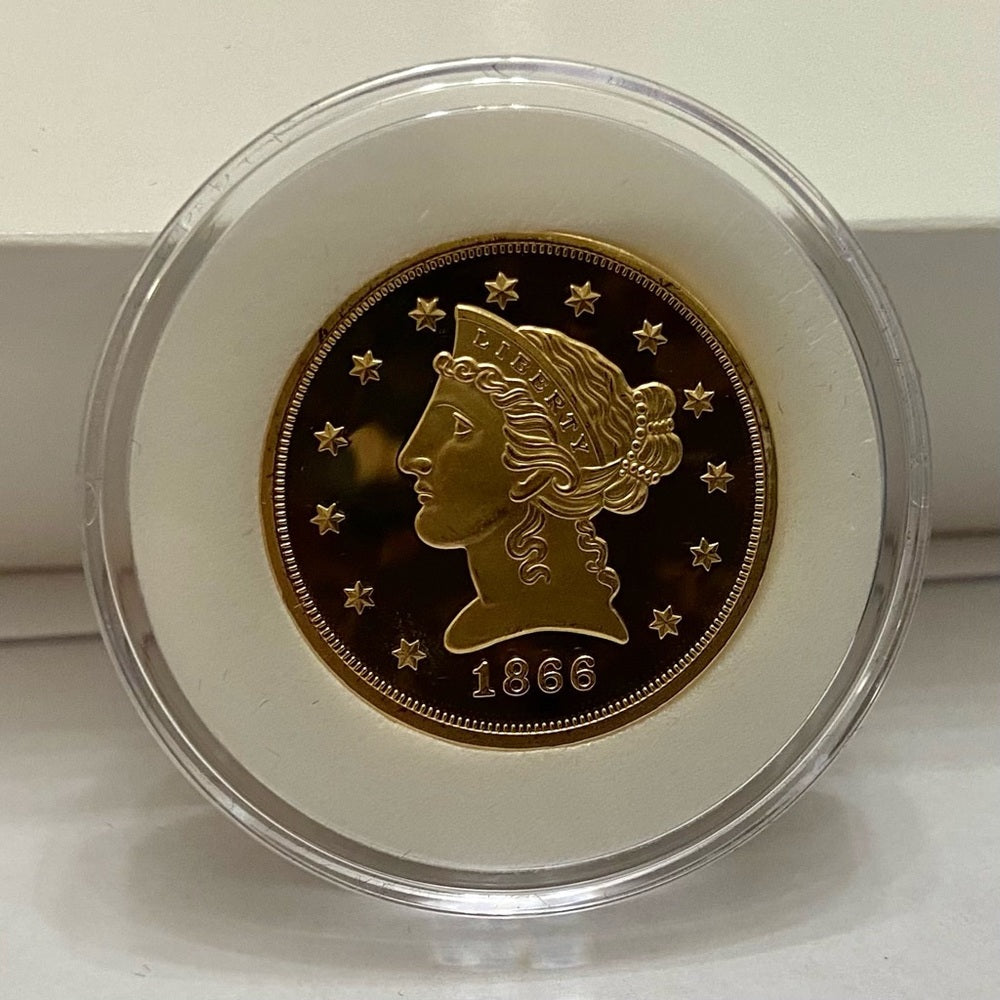National Collectors Mint- $ 5.00 Tribute Proof Gold Plated Coin-1866