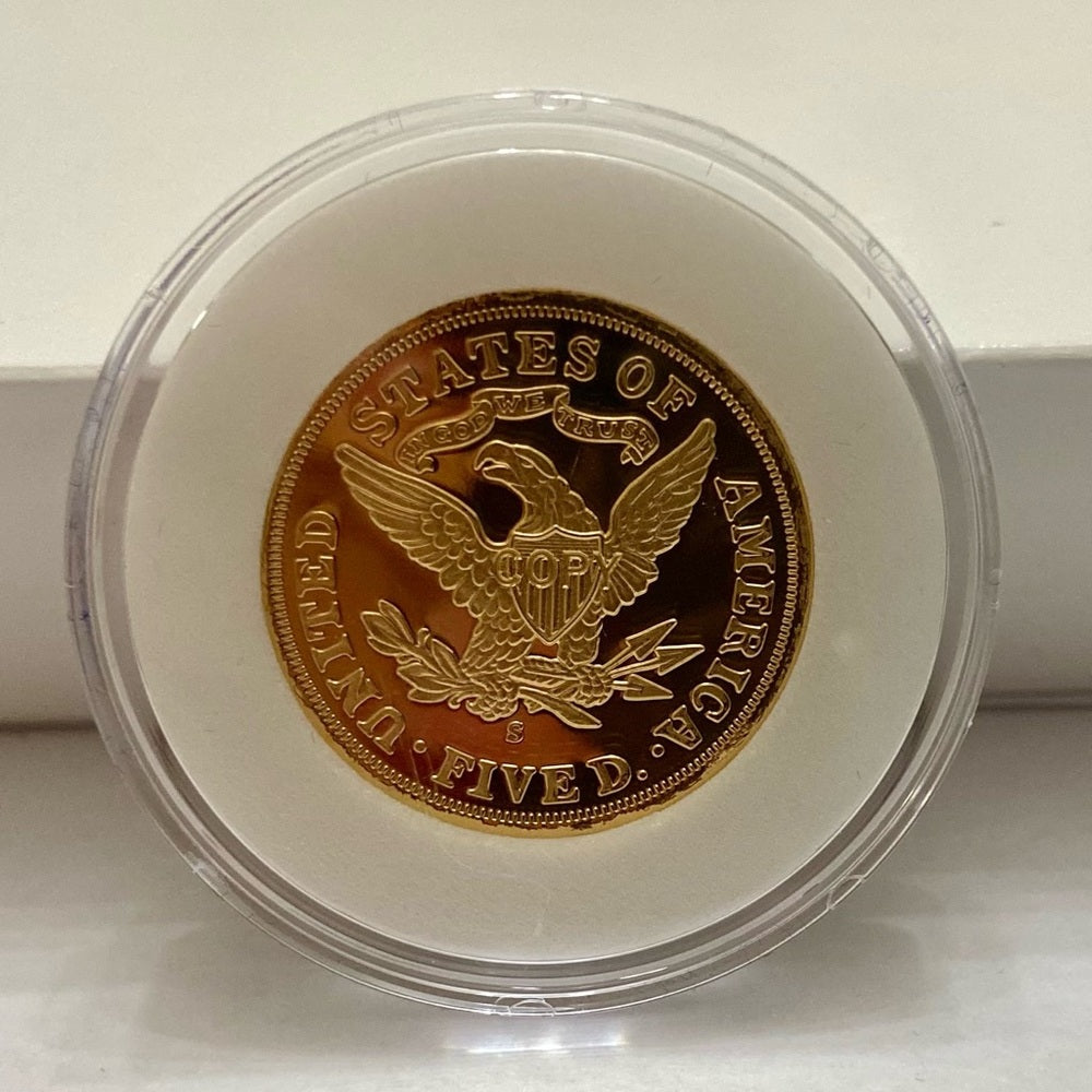 National Collectors Mint- $ 5.00 Tribute Proof Gold Plated Coin-1866