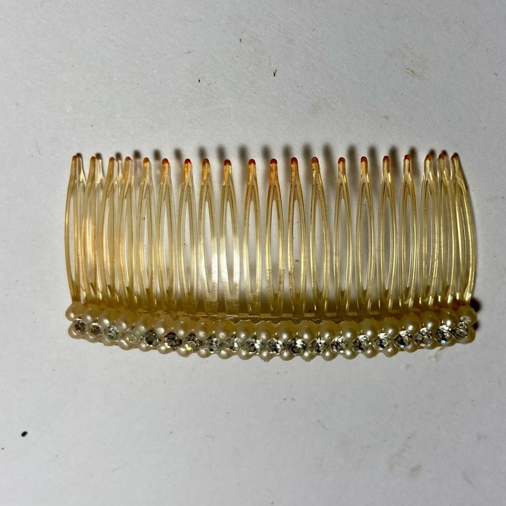 Vintage, Lot of 4 Celluloid Ivory Backcombs or Haircombs with Rhinestones