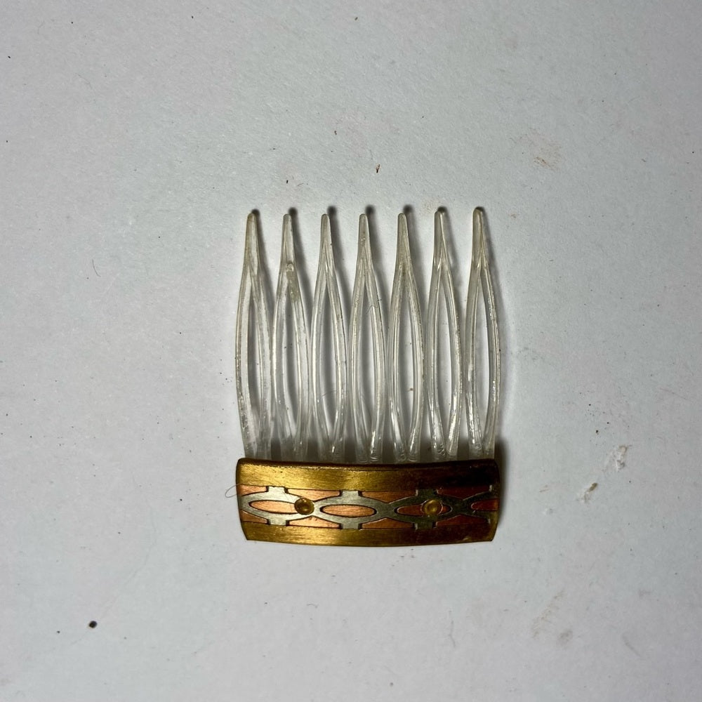 Vintage, Lot of 4 Celluloid Ivory Backcombs or Haircombs with Rhinestones
