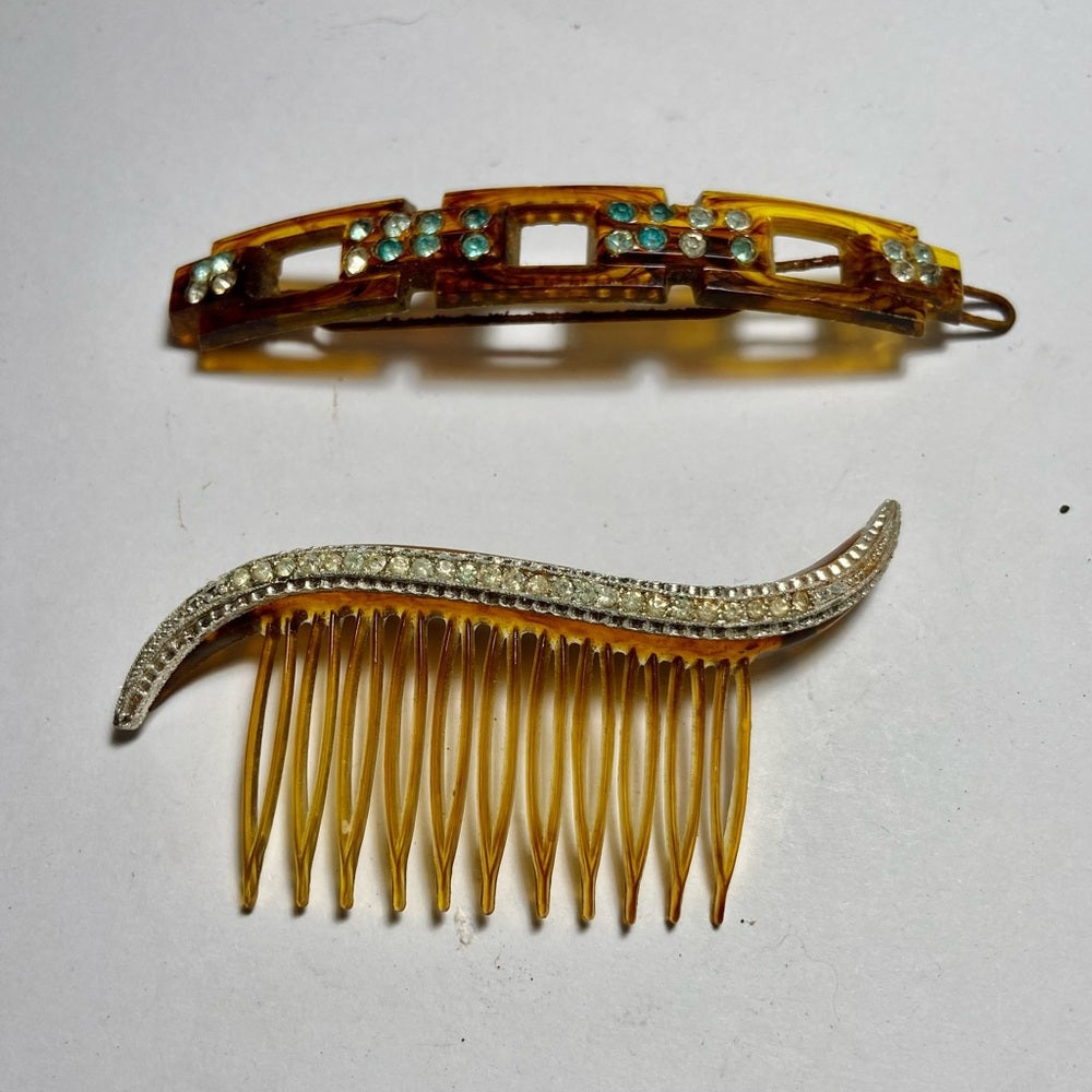 Vintage, Lot of 6 Brown, Celluloid, Tortoiseshell Backcombs or Haircombs