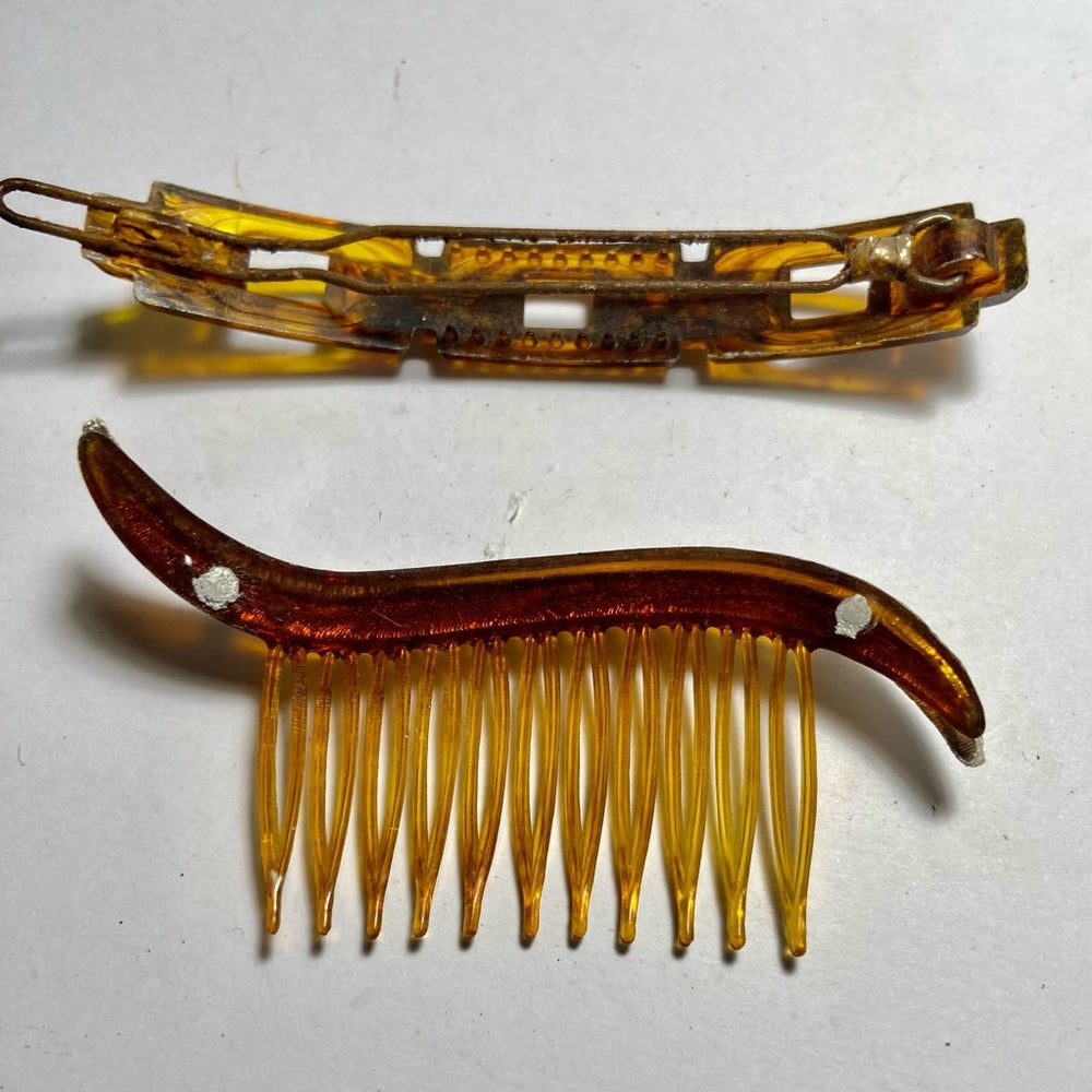 Vintage, Lot of 6 Brown, Celluloid, Tortoiseshell Backcombs or Haircombs