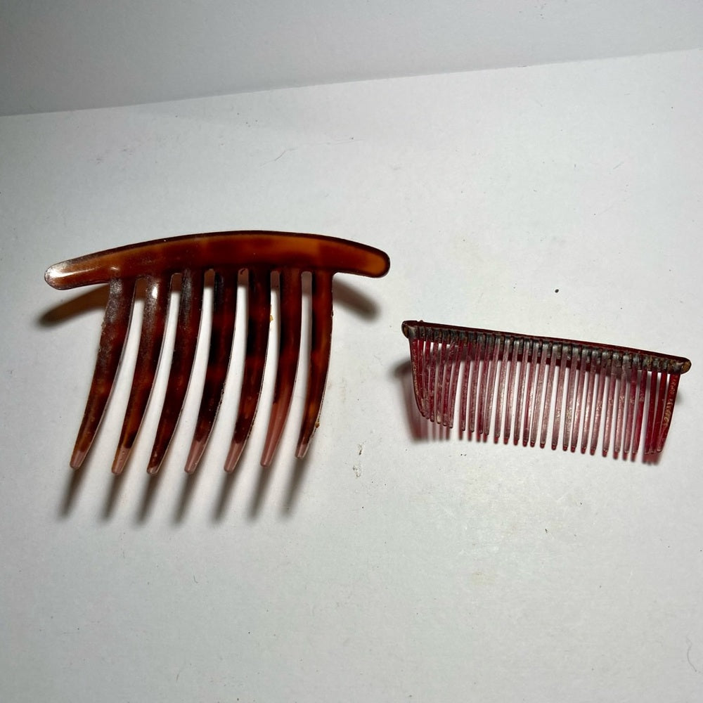 Vintage, Lot of 6 Brown, Celluloid, Tortoiseshell Backcombs or Haircombs