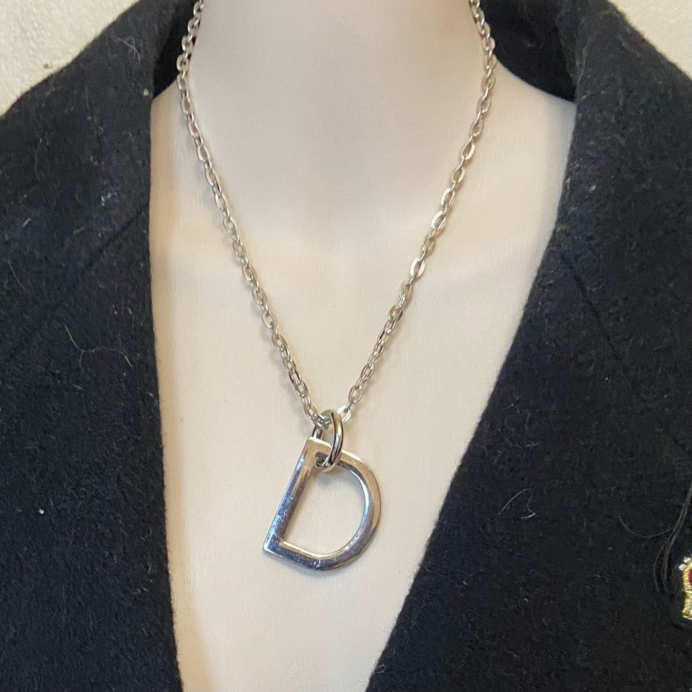 "D" Silver Tone Necklace