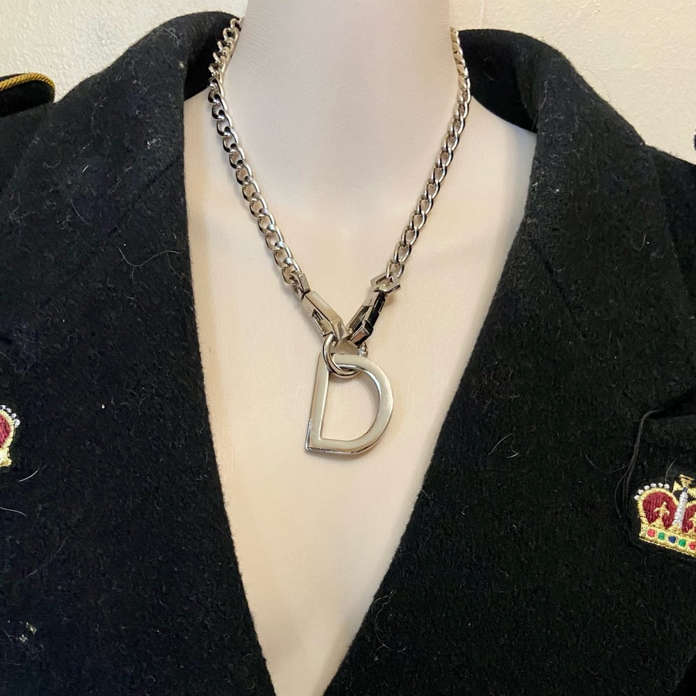 "D" Silver Tone Necklace