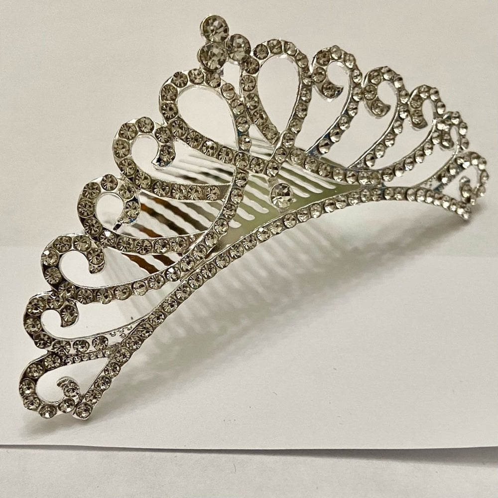 Elegant Silver Tone Tiara with Rhinestones