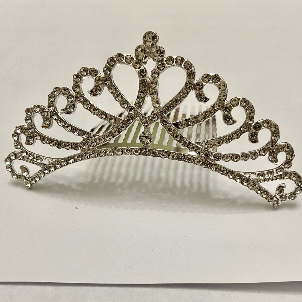 Elegant Silver Tone Tiara with Rhinestones