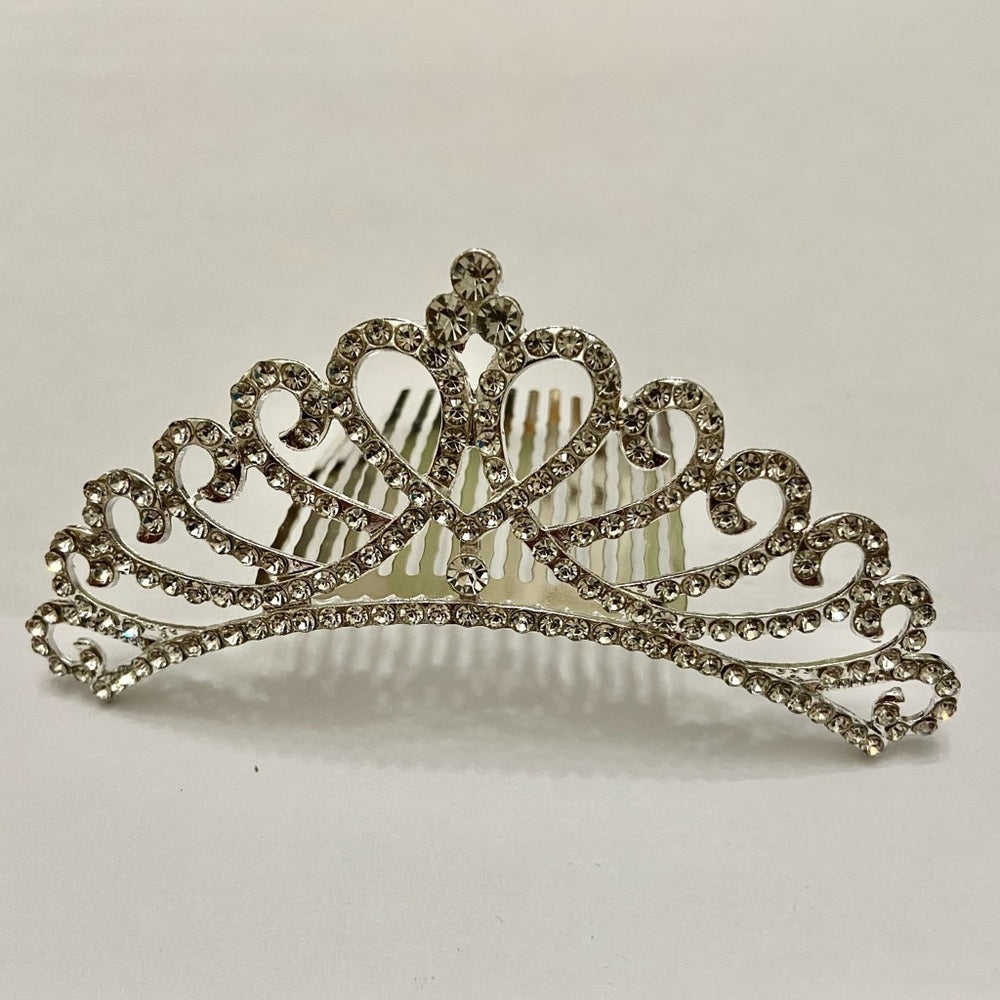 Elegant Silver Tone Tiara with Rhinestones