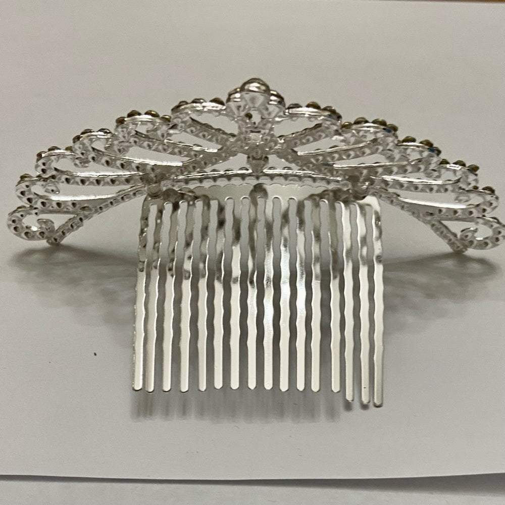 Elegant Silver Tone Tiara with Rhinestones