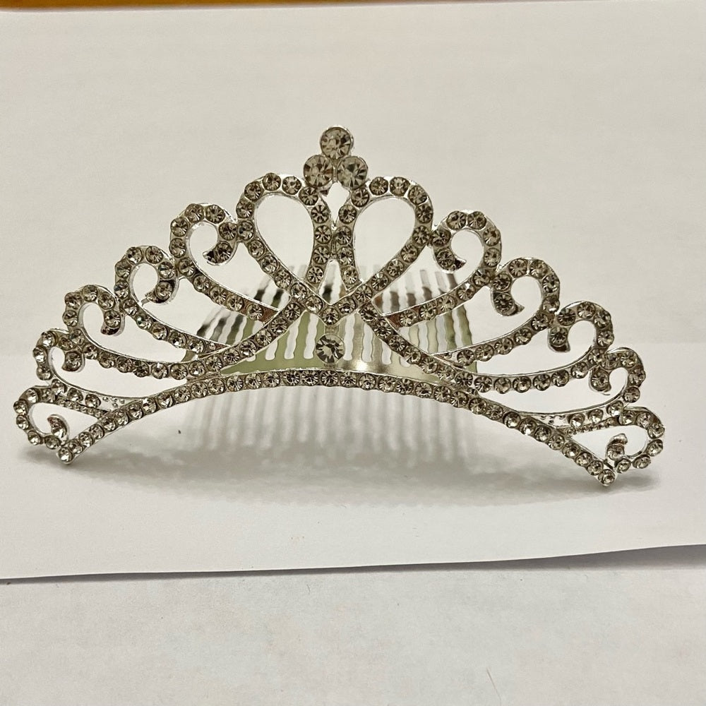 Elegant Silver Tone Tiara with Rhinestones