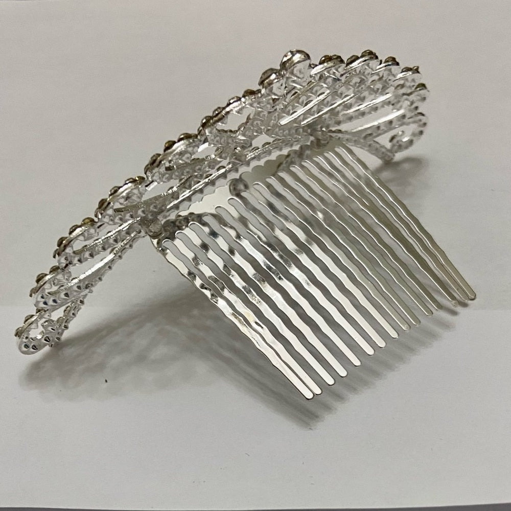 Elegant Silver Tone Tiara with Rhinestones