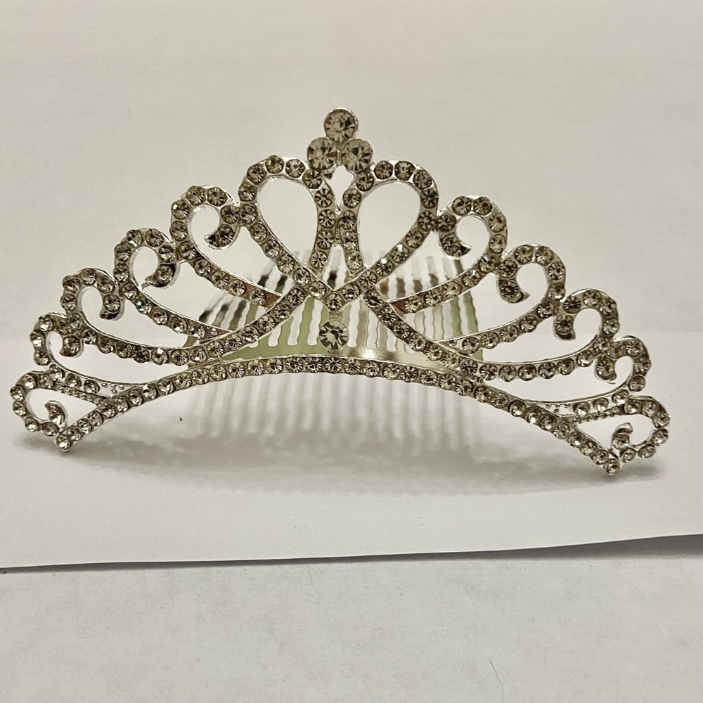 Elegant Silver Tone Tiara with Rhinestones